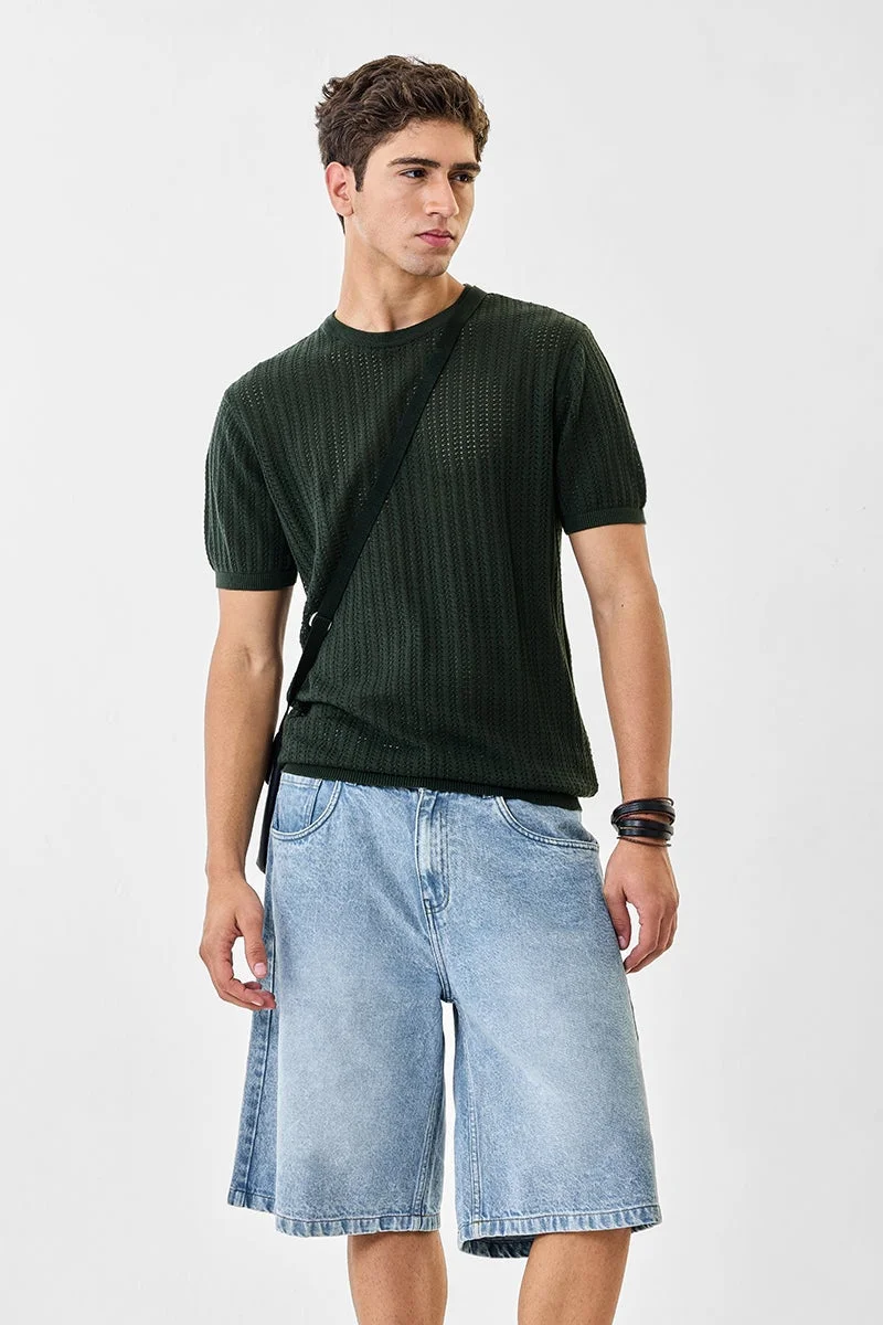 سنيتش تي شيرت قطن % بقصة عادية محبوك مسطح